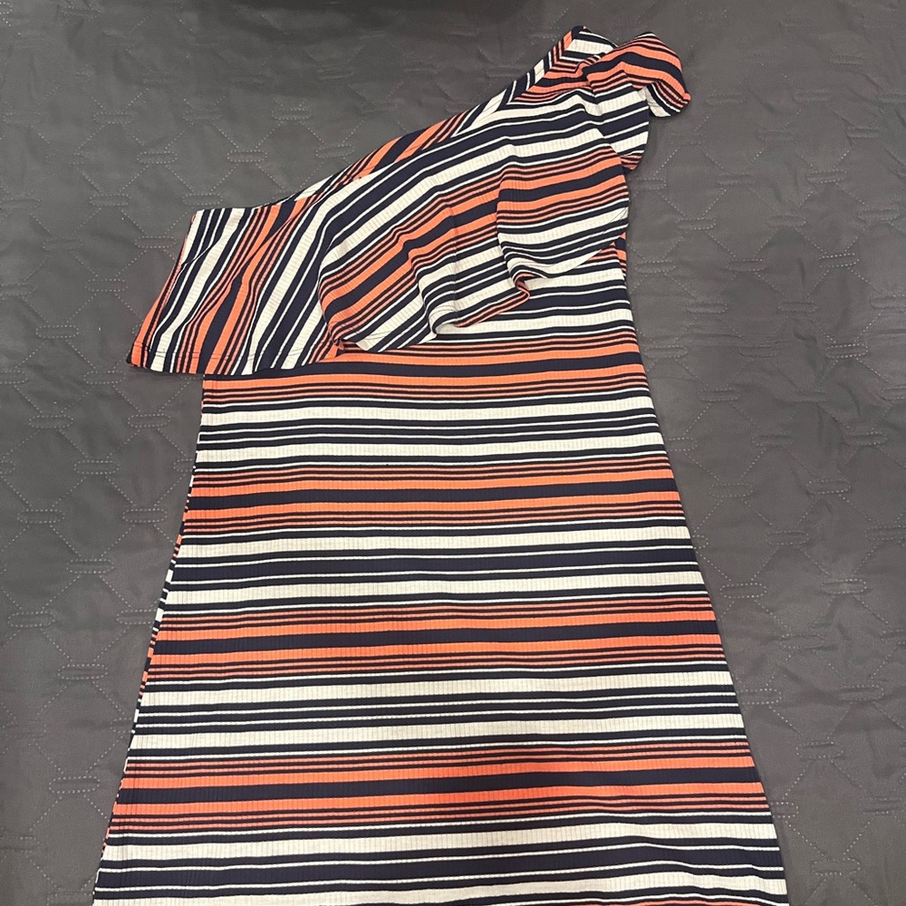 One-Shoulder Striped Dress